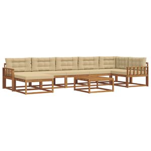 vidaXL Utomhussoffset med kudde 8 pcs Naturlig och Beige