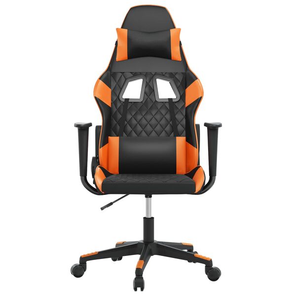 vidaXL Gamingstol med massage svart och orange konstläder