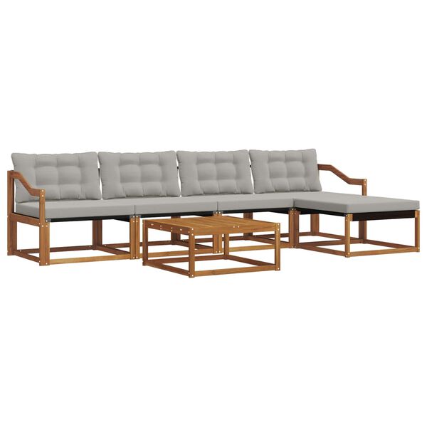 vidaXL Utomhussoffset med kudde 6 pcs Naturlig och Ljus Gr&aring;