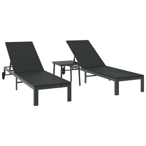 vidaXL Solb&auml;dd Reclining 2-person 3 pcs Svart konstrotting
