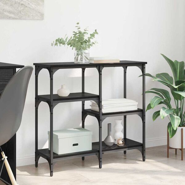 vidaXL Konsolbord med hylla Svart Ek 80 x 29 x 75 cm Konstruerat tr&auml;