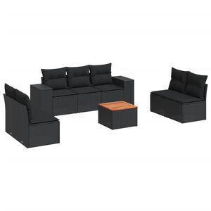 vidaXL Loungegrupp f&ouml;r tr&auml;dg&aring;rden med dynor 8 delar svart konstrotting