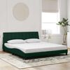 vidaXL Bed Frame with LED without Mattress "Hanko" Dark Green 180x200 cm Velvet
