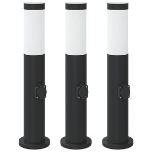 vidaXL Pollare med uttag 3 st 50 cm rostfritt st&aring;l IP44
