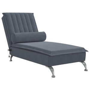 vidaXL Massagesch&auml;slong med bolster m&ouml;rkgr&aring; sammet