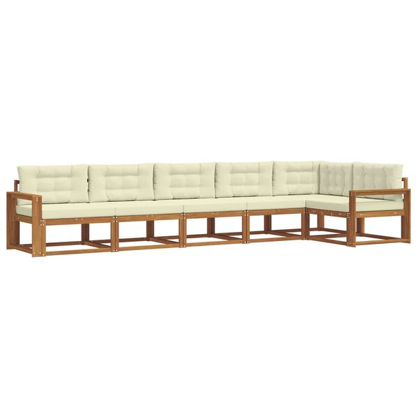 vidaXL Utomhussoffset med kudde 6 pcs Naturlig och Gr&auml;dde