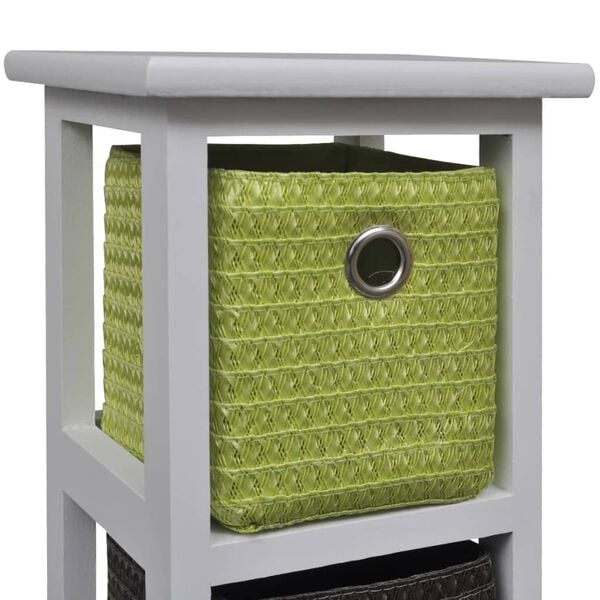 vidaXL Förvaringshylla med flerfärgare tygkorgar paulownia