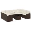 vidaXL Loungegrupp 10 delar med brun dynor konstrotting