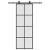 vidaXL Skjutd&ouml;rr med beslag svart 76x205 cm ESG-glas