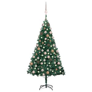 vidaXL Belyst plastgran med kulor gr&ouml;n 120 cm PVC