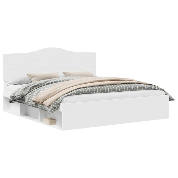 vidaXL S&auml;ngram med huvudgavel Vit 200 x 200 cm Massiv furu