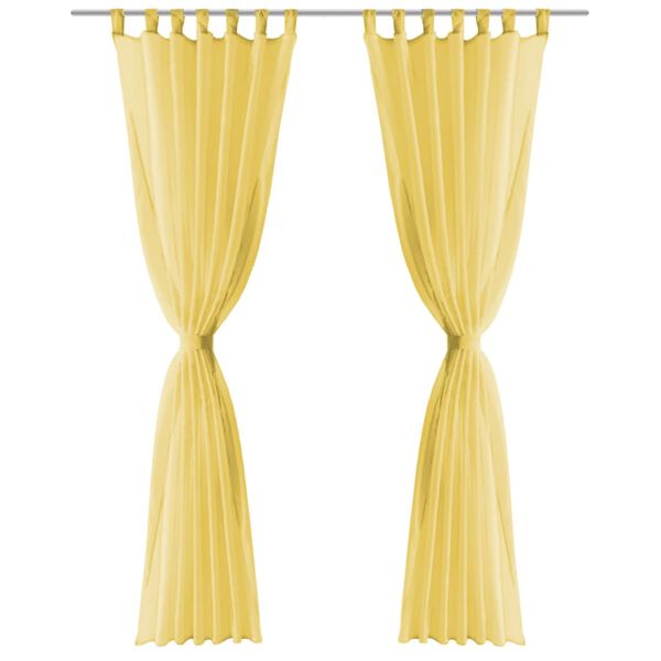 vidaXL Gardiner i voile 2 st 140x175 cm gul