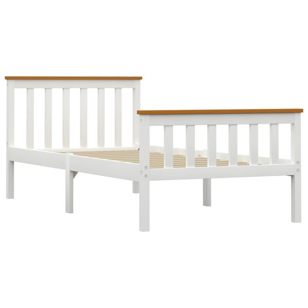 vidaXL Sängram utan madrass vit massiv furu 100x200 cm
