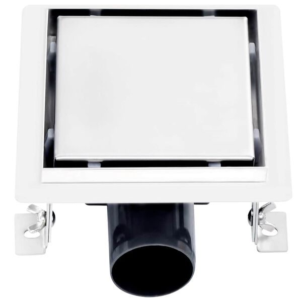 vidaXL Golvbrunn med 2-i-1 kakelinl&auml;gg 15x15 cm rostfritt st&aring;l