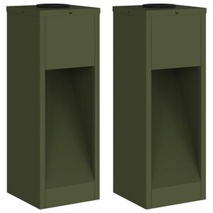 vidaXL Solcell LED-vägbelysning 2 pcs Olivgrön Kallvalsat stål