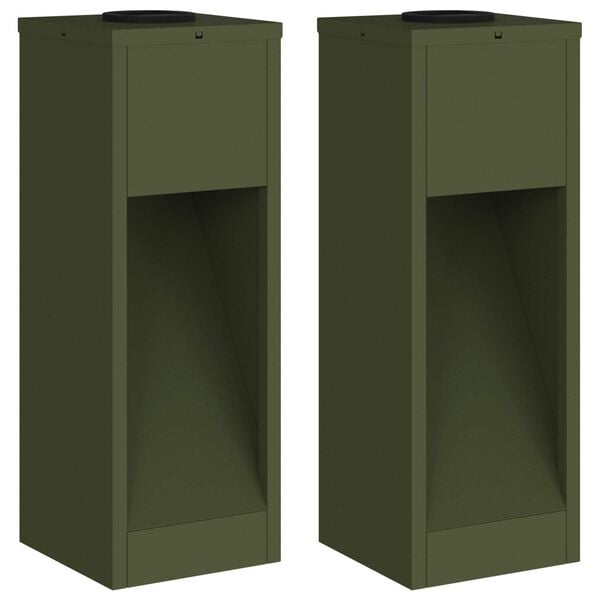 vidaXL Solcell LED-vägbelysning 2 pcs Olivgrön Kallvalsat stål