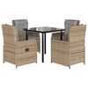 vidaXL Matgrupp f&ouml;r tr&auml;dg&aring;rden med dynor 5 delar beige konstrotting