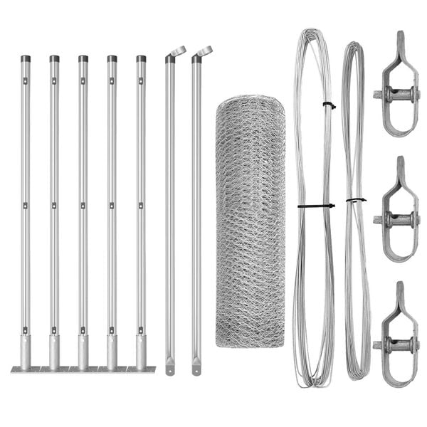 vidaXL Staket med stolpar Silver 0.5 x 10 m PVC-belagd st&aring;l