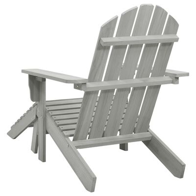 vidaXL Trädgårdsstol med ottoman trä grå