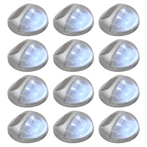 vidaXL Sollampa v&auml;gg LED set 12 st rund silver