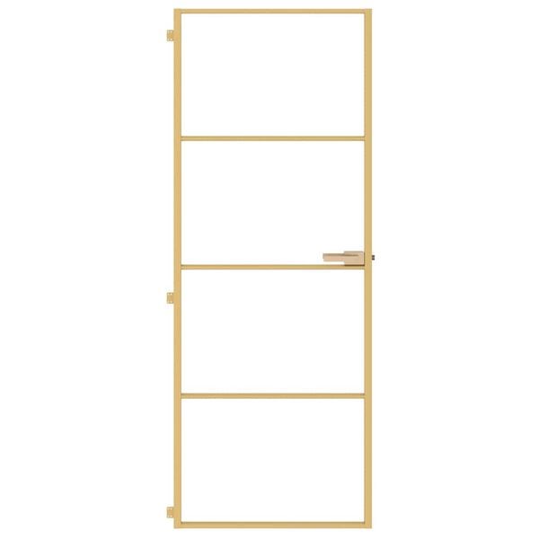 vidaXL Innerd&ouml;rr guld 76x201,5 cm h&auml;rdat glas och aluminium slim
