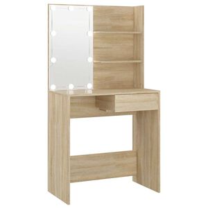 vidaXL Sminkbord med LED sonoma-ek 74,5x40x141 cm konstruerat tr&auml;