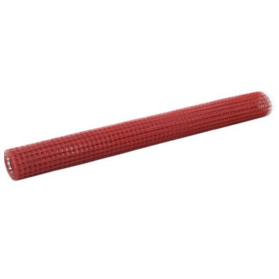 vidaXL Hönsnät stål med PVC-beläggning 10x1,5 m röd