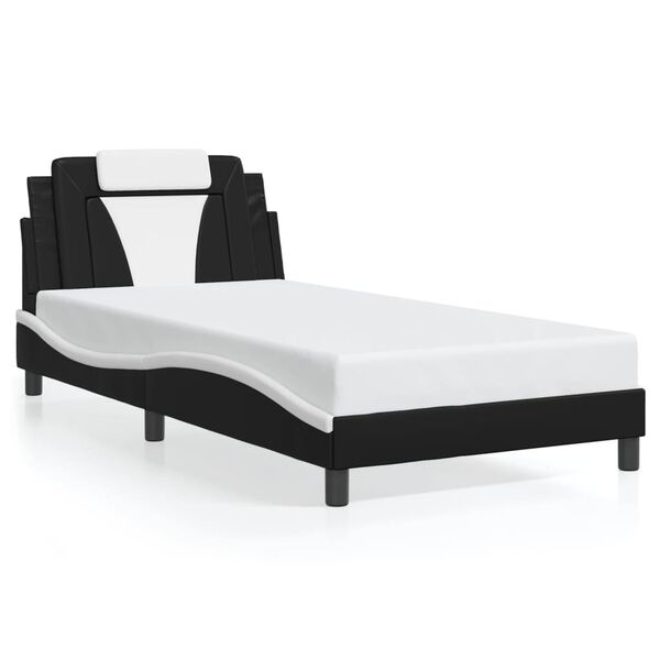 vidaXL Bed Frame "Viana" without Mattress Black and White 100x200 cm Faux Leather