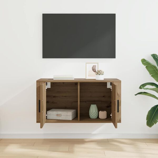 vidaXL V&auml;ggmonterat TV-f&ouml;rr&aring;d artisan ek 80 x 34.5 x 40 cm