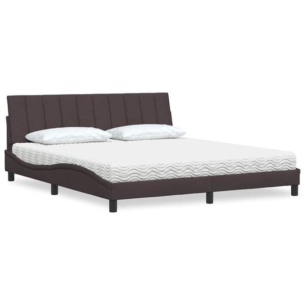 vidaXL Bed with Mattress "Hanko" Dark Brown 180x200 cm Fabric