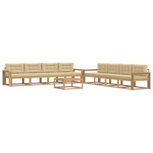 vidaXL Utomhussoffset 9 pcs Vit och Beige 79 x 79 x 37 cm Polyester