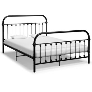 vidaXL S&auml;ngram utan madrass med huvudgavel svart 140x200 cm metall