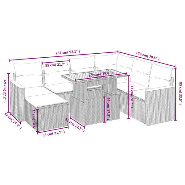vidaXL Loungegrupp f&ouml;r tr&auml;dg&aring;rden med dynor 8 delar svart konstrotting