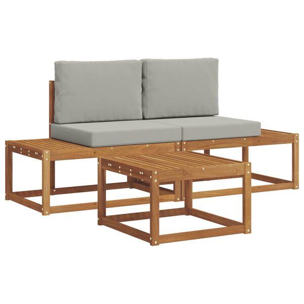 vidaXL Utomhussoffset 3 pcs Naturf&auml;rg Massivt akaciatr&auml; och polyester