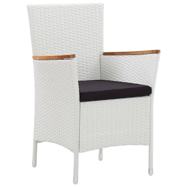 vidaXL Matgrupp f&ouml;r tr&auml;dg&aring;rden med dynor 5 delar konstrotting vit