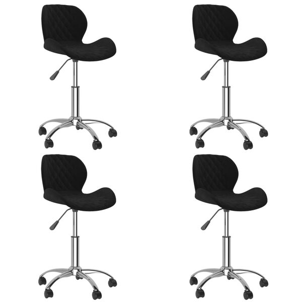 vidaXL Snurrbara matstolar 4 st svart sammet