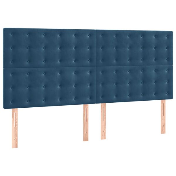 vidaXL Sänggavel mörkblå 160x5x118/128 cm sammet