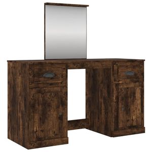vidaXL Sminkbord med spegel r&ouml;kf&auml;rgad ek 130x50x132,5 cm