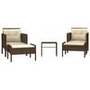 vidaXL Loungegrupp med dynor 5 delar brun konstrotting