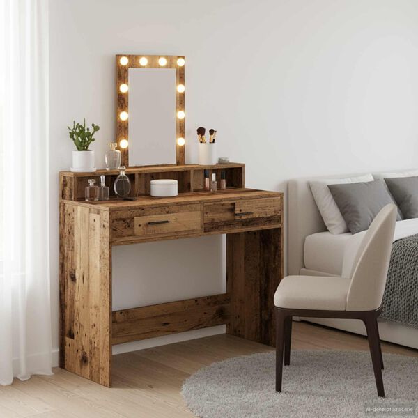 vidaXL Smyckebord med l&aring;da Brun 100 x 41 x 140 cm Konstruerat tr&auml;