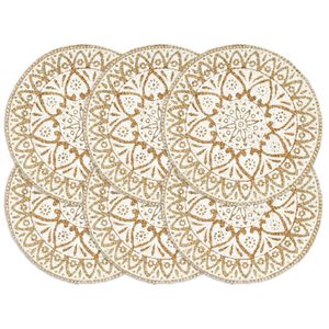 vidaXL Bordstabletter 6 st vit 38 cm rund jute