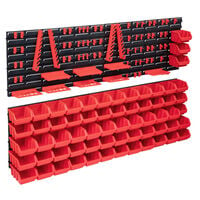 vidaXL Sortimentlådsats med väggpaneler 141 delar röd och svart