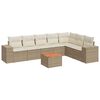 vidaXL Matgrupp f&ouml;r tr&auml;dg&aring;rden med dynor 8 delar beige konstrotting