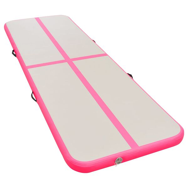 vidaXL Uppbl&aring;sbar gymnastikmatta med pump 300x100x10 cm PVC rosa