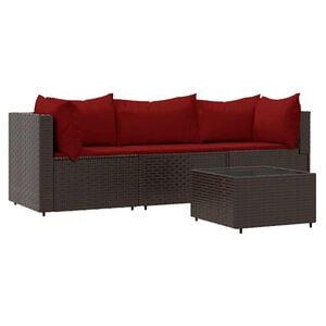 vidaXL Loungegrupp f&ouml;r tr&auml;dg&aring;rden med dynor 4 delar konstrotting brun
