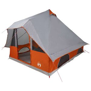 vidaXL Tipi T&auml;lt med tak Gr&aring; och orange 358 x 296 x 258 cm taffeta