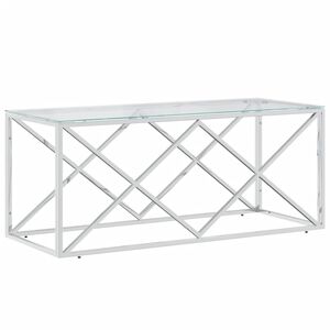 vidaXL Soffbord 110x45x45 cm rostfritt st&aring;l och glas