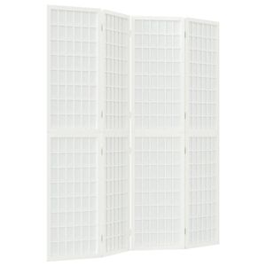 vidaXL Rumsavdelare med 4 paneler japansk stil 160x170 cm vit