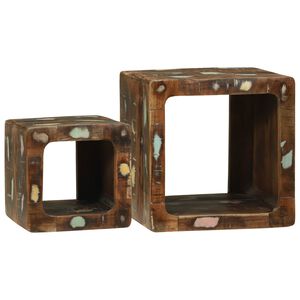 vidaXL TV Enheter med hylla 2 pcs Flerf&auml;rgsdesign Solid &aring;tervunnen tr&auml;