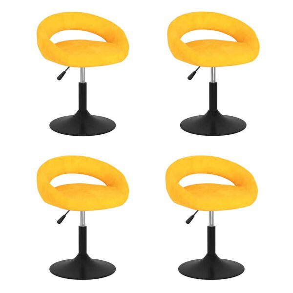 vidaXL Snurrbara matstolar 4 st senapsgul sammet